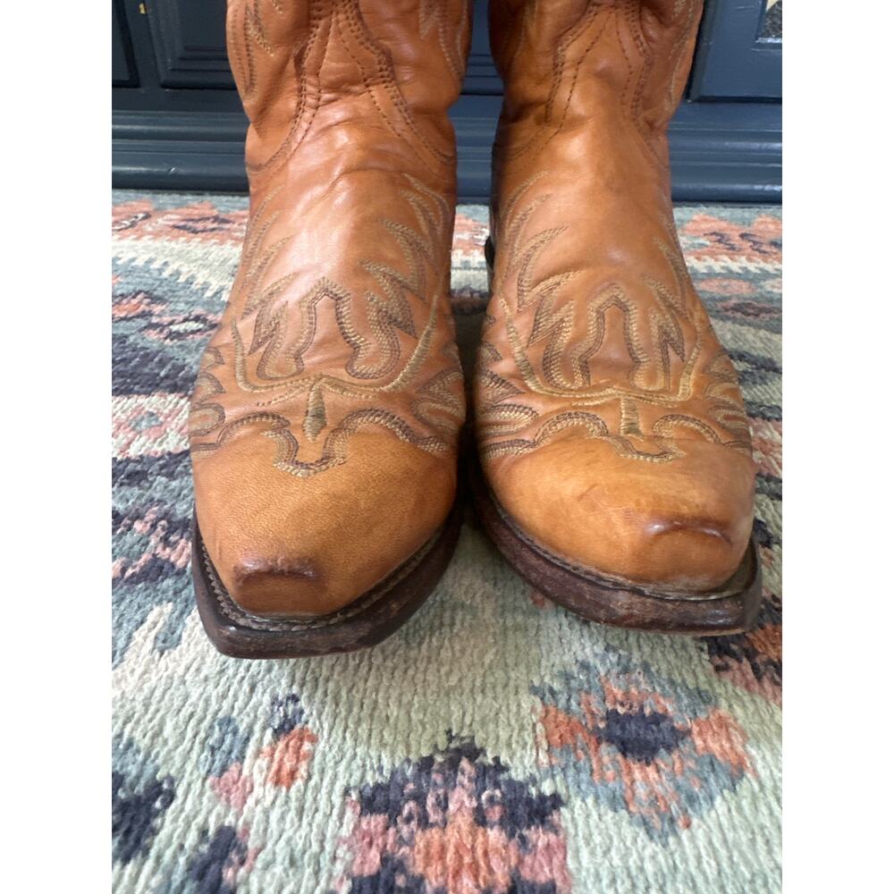 Lucchese 1883 Cognac Brown Western Cowboy Boots Women’s 7.5B Embroidered Leather - Picture 9 of 12